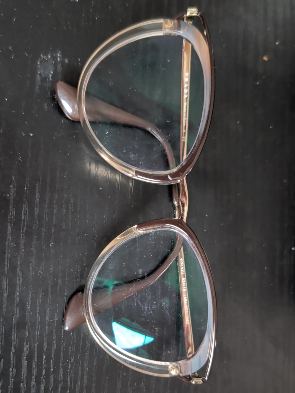 ​Authentic Prada VPR 53U Cat-Eye Eyeglass Frames - Gold / Brown Fade